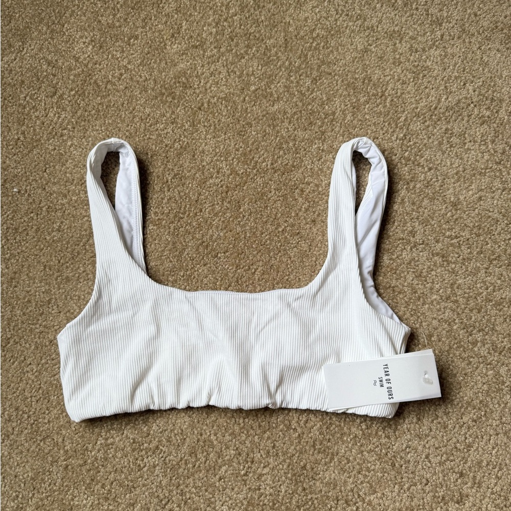 Year of Ours White Swim Bra with Wide Straps